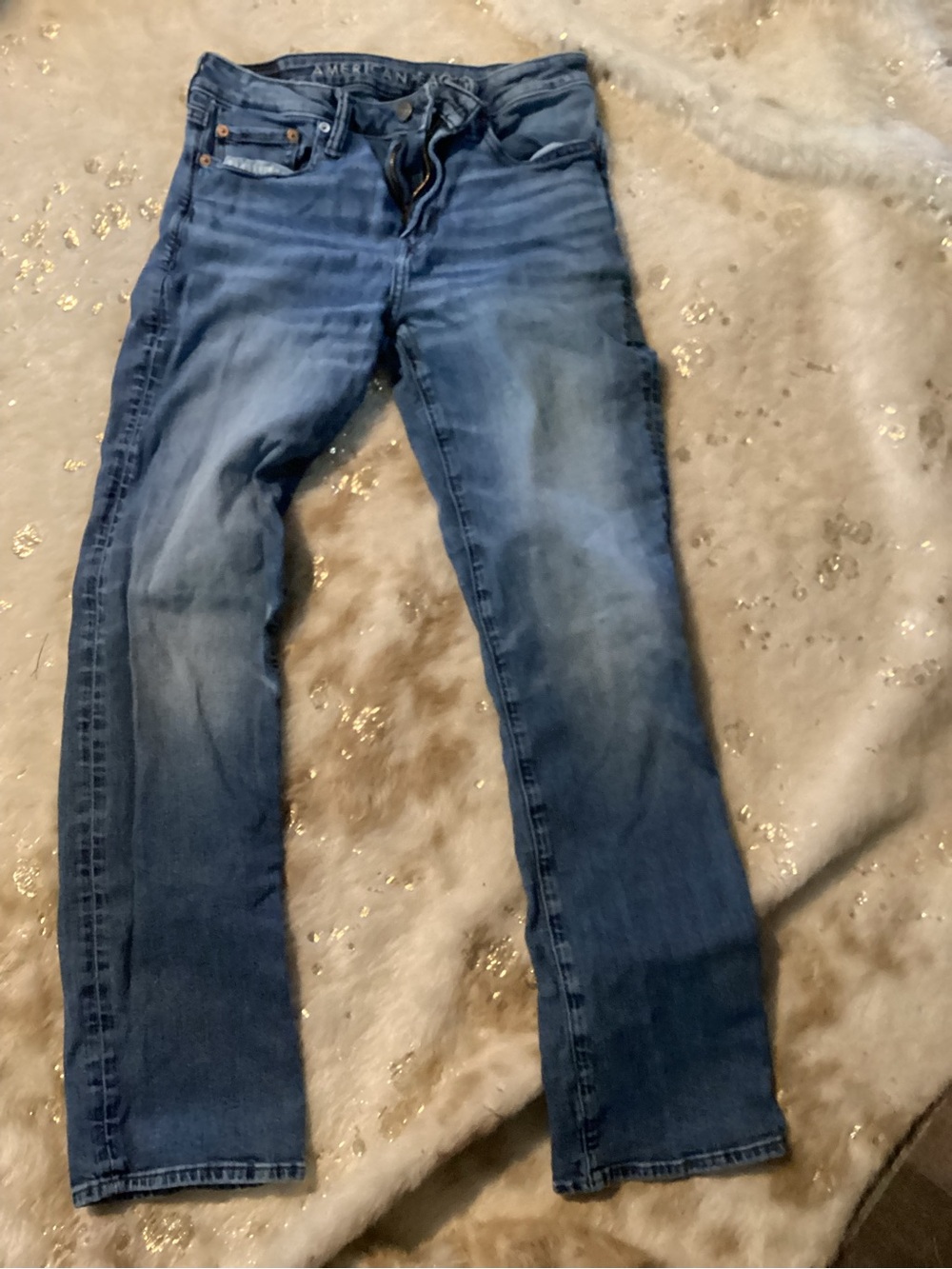American Eagle Outfitters Men's Blue Straight-Leg Jeans